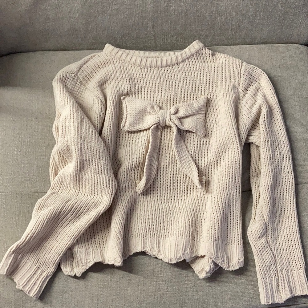 Bow tie light pink knit sweater